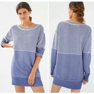 DAILY PRACTICE by Anthropologie Striped Ribbed Knit Tunic Dress Womens S Blue